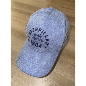 CATERPILLAR Cat SnapBack Blue Adult Hat Ball Cap “Work Together Since 1904”
